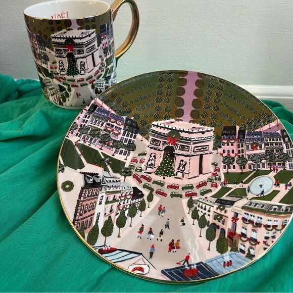 Anthropologie Noel A Paris mug and plate set NEW - Picture 1 of 14